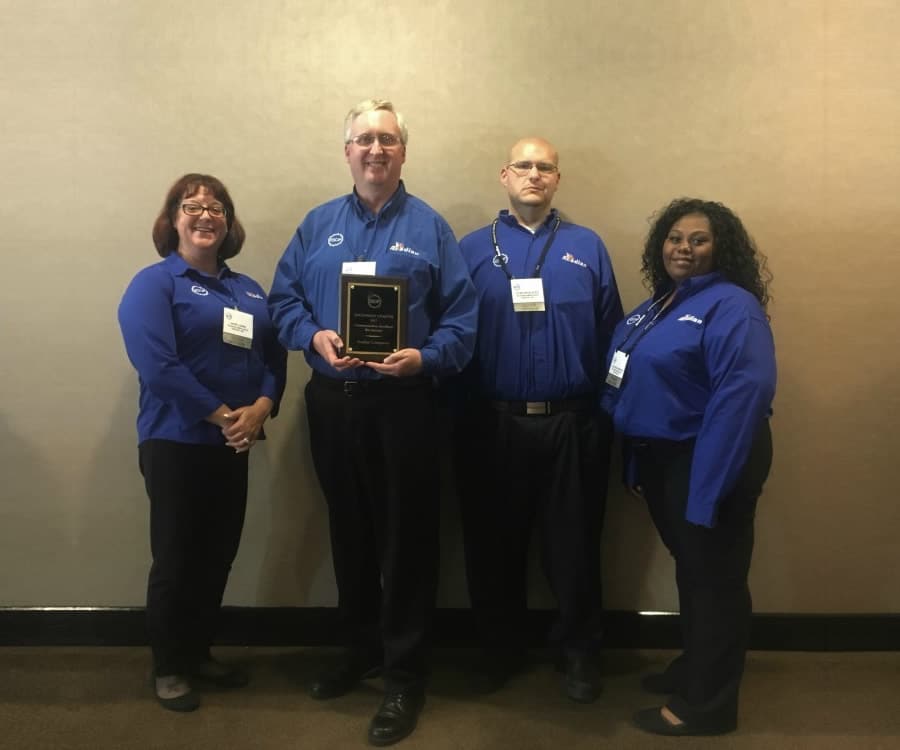 The ESOP Association Southwest Chapter presented Acadian with the Communication Excellence Award for Best Intranet. Pictured from left are Employee Owners Hope Lewis, Harry Murphy, Clinton Blades and Latashia Swinton.