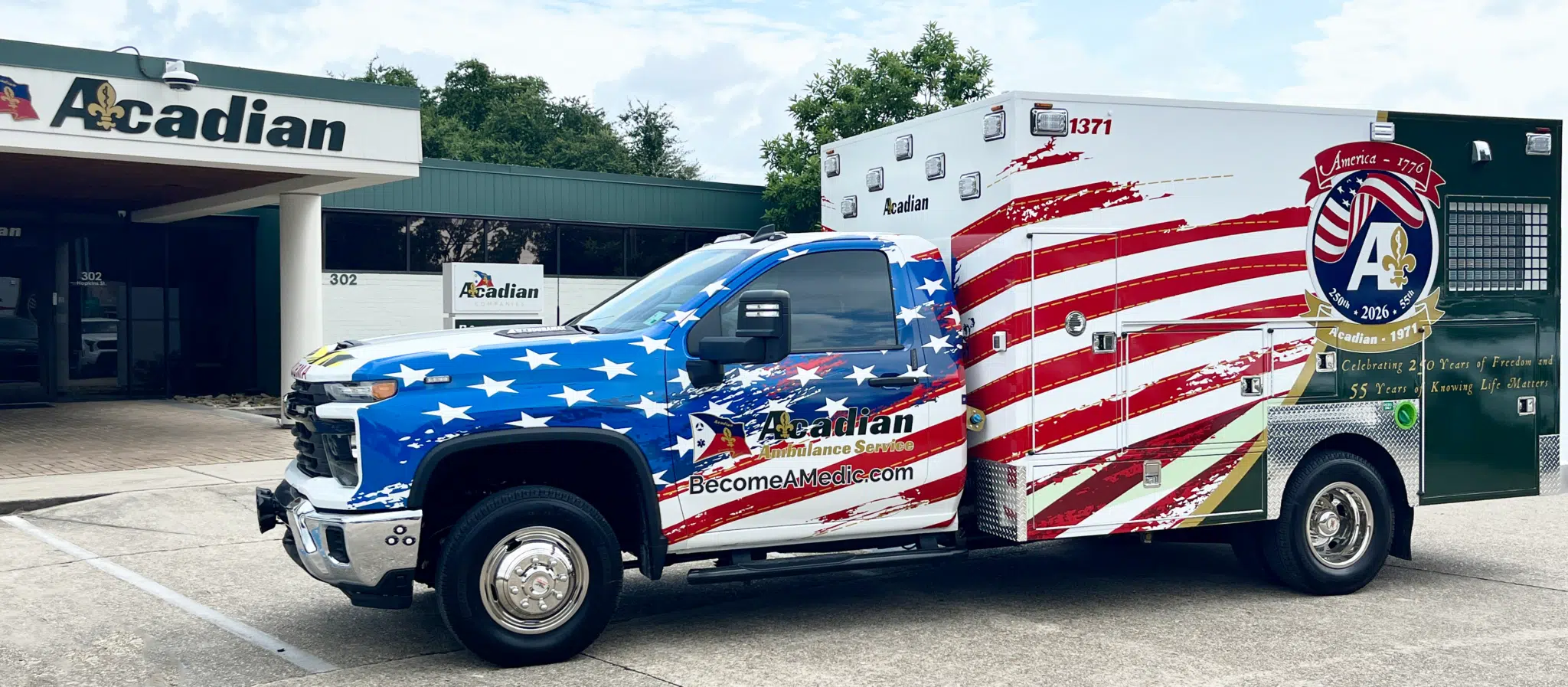 Acadian Ambulance's special America 250 | Acadian 55 unit.