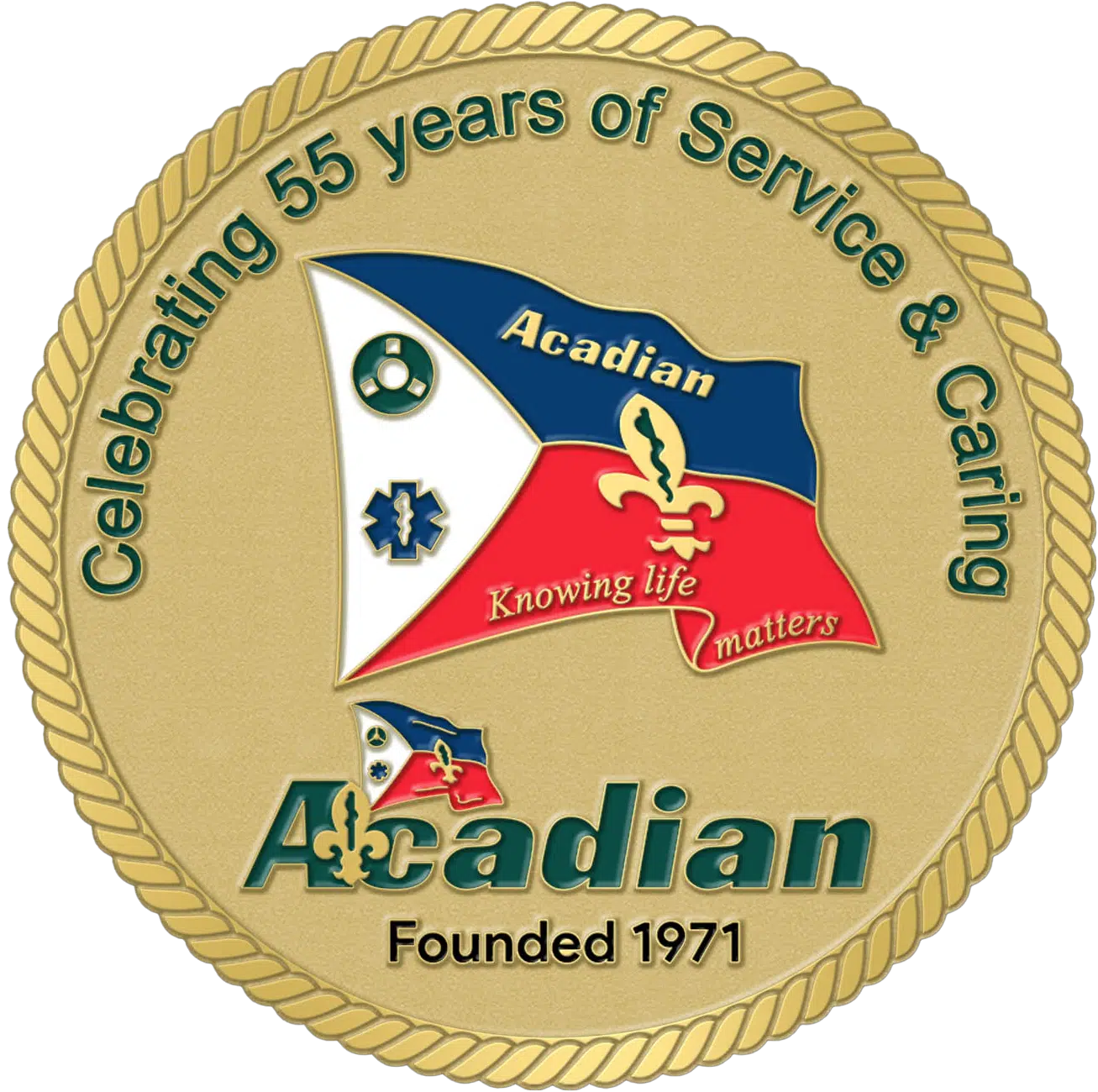 Acadian 55 Anniversary A special coin developed for Acadian Companies' 55th anniversary.